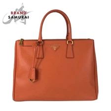 Prada Saffiano Orange Leather Handbag 501973 Used