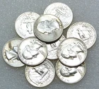 1964-D Washington Silver Quarter AU Bright lot of 10 coins in saflip #T338