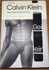 Men's Calvin Klein 3-Pack Microfiber Stretch Plus Hip Briefs Black Large