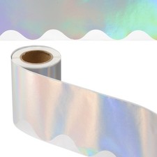 Iridescent Bulletin Board Border, 33 Feet Poster Chalkboard Cork, Silver Tone