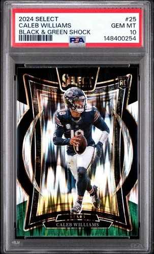2024 Panini Select-Concourse Caleb Williams #25 Black & Green Shock Prizm PSA 10