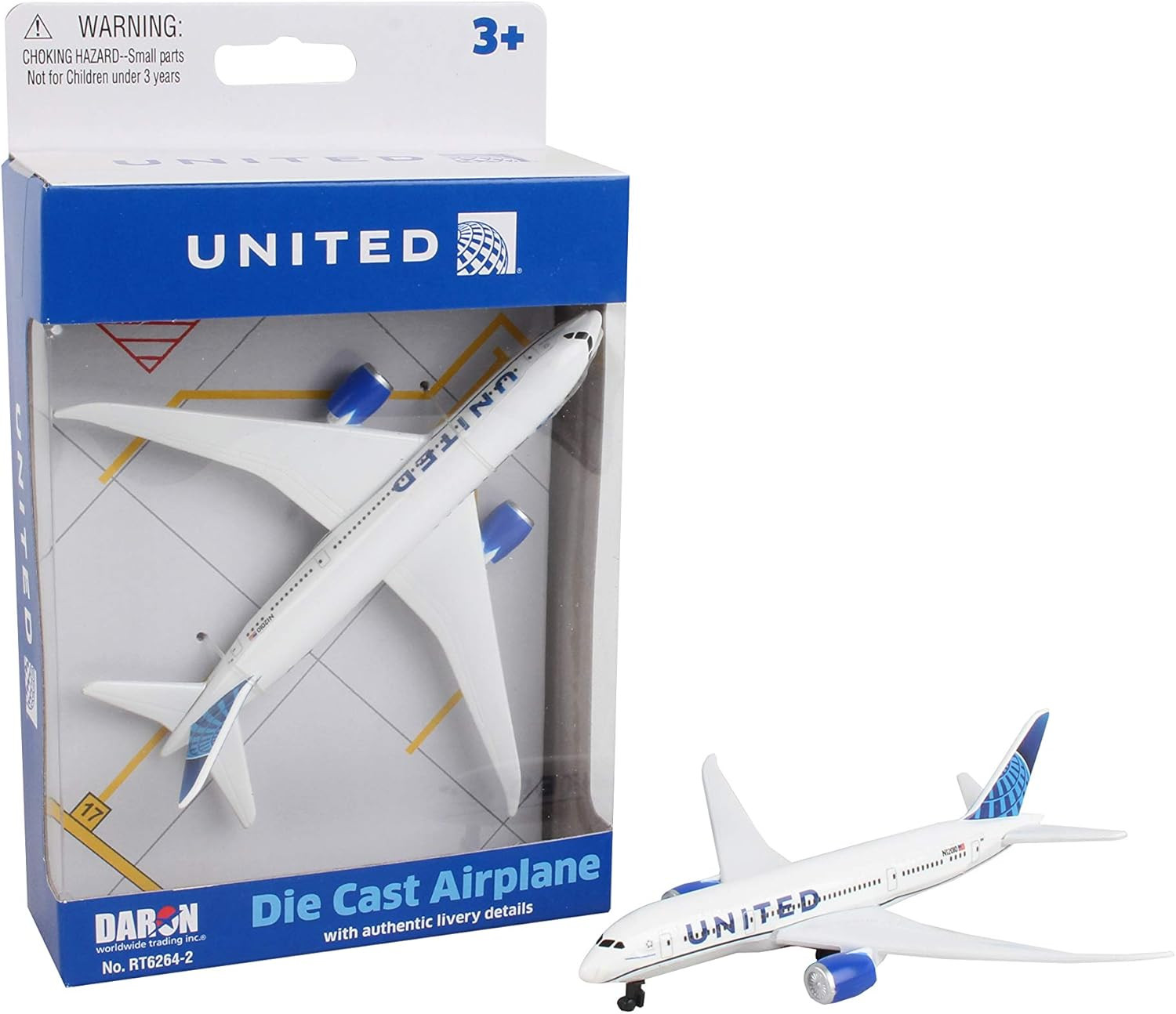 Daron Toy Airplane &ndash; United Airlines &ndash; Die-Cast Metal Model Airplane Toy with Pl