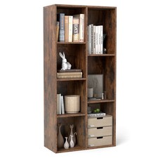 Freestanding Bookshelf Vertical or Horizontal with 7 Compartments Brown