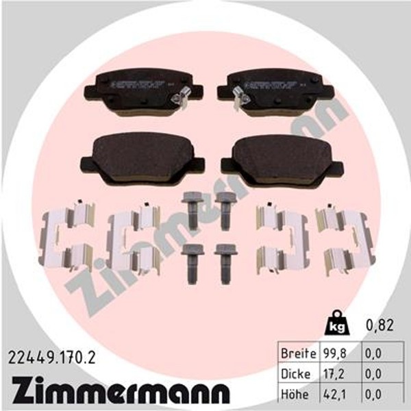 Zimmermann Bremsbelagsatz Scheibenbremse 22449.170.2 FüR Fiat Tipo 22449 357 LPG-image