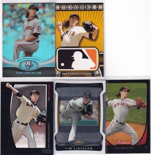 LOT (8) SAN FRANCISCO GIANTS TIM LINCECUM BUSTER POSEY TOPPS FINEST BOWMAN #3054