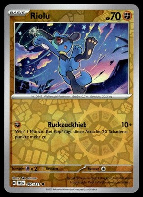 Riolu 050/131 Common Prismatic Evolutions Reverse Holo NM Pokemon Karte Deutsch