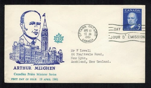 Canada #393, 1961 5¢ Meighan, ARC cachet FDC