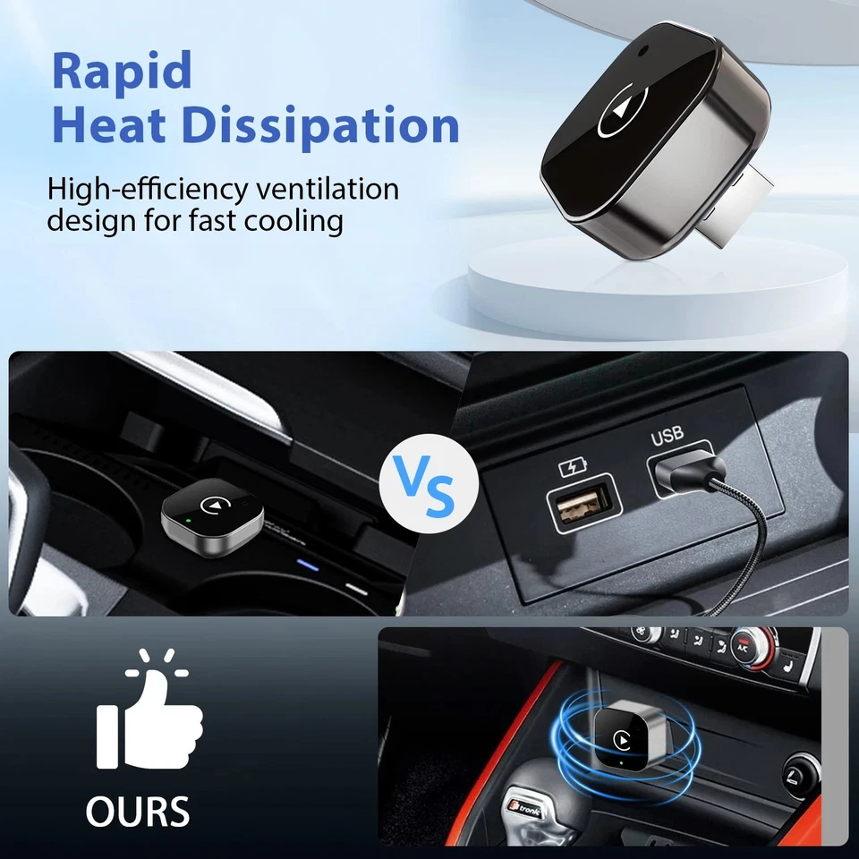 CarPlay Android Auto 2-in-1 Universal Wireless USB Adapter Dongle Smart Mini - Immagine 3 di 4
