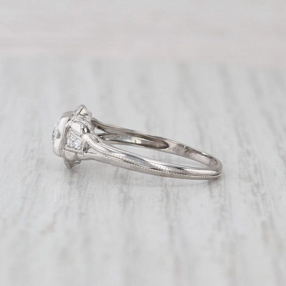 Vintage Art Deco 0.29ctw Diamond Engagement Ring 18k 14k White Gold Size 8 - Image 3 of 4
