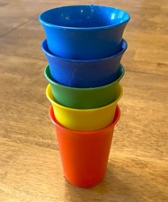 Vintage Tupperware Set of Five 7 oz Kids Bell Tumbler Cups 109
