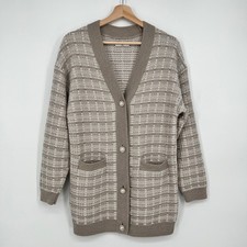 Aritzia Babaton Lacer Cardigan 100% Merino Wool Womens 2XS Oat Cream Sweater