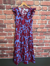 J. Crew Midi Dress, 100% Cotton, Size 8,  Tiered, Sleeveless Ruffle V-Neck