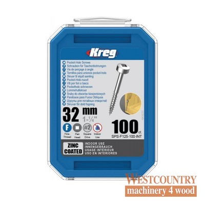 Kreg SPS-F125-100 - Kreg Sacklochschrauben - 32 mm / 1-1/4'' x 6 fein, Pan-Head,