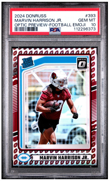2024 Panini Donruss Marvin Harrison Jr Optic Preview Football Emoji #393 PSA 10