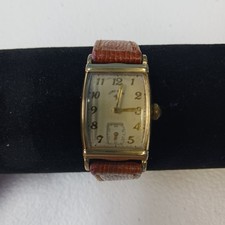 Vintage Lord Elgin Watch 14K Gold Filled Leather Band RUNS