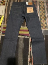 Filson Flannel Lined Rail Splitter Jeans MADE IN USA Raw Indigo Red 34x34