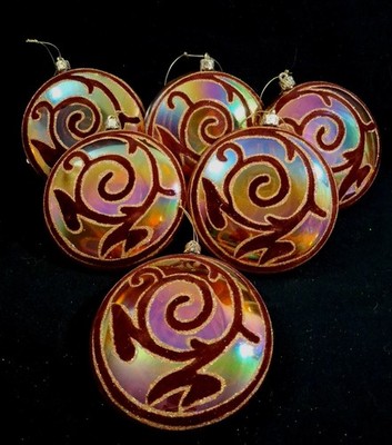Shinoda S/6 Ornaments 4.5''W Multi Iridescent Art Nouveau Style Shapes Tags China