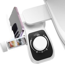 Bidet Fresh Water Spray Kit Non-Electric Toilet Seat Attachment with Dual Nozzle