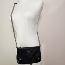 Prada Black Tessuto Nylon Mini Chain Crossbody Shoulder Bag