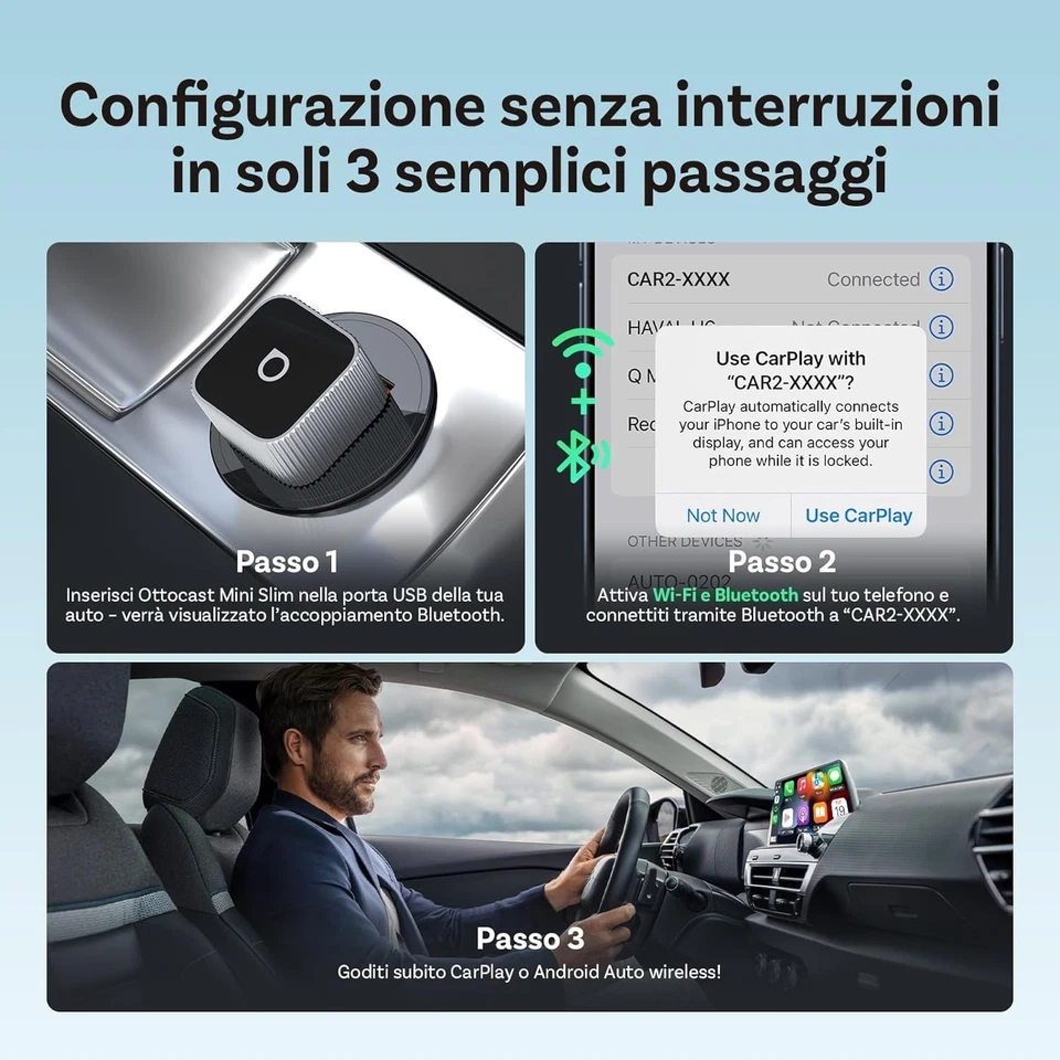 OTTOCAST® Mini Cube 3.0 Adattatore Wireless CarPlay e Android Auto - Immagine 4 di 4