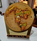 Vintage 1953 Replogle Air Age World Flat Map News Tin Display Stand VG Rare