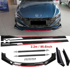 Front Bumper Lip Spoiler Splitter Side Skirt Glossy Black For Hyundai Sonata UN