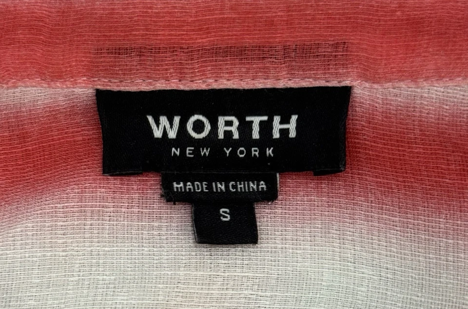 Blusa listrada Worth New York de seda e linho leve com botões tamanho P- NOVA - Imagem 2 de 4