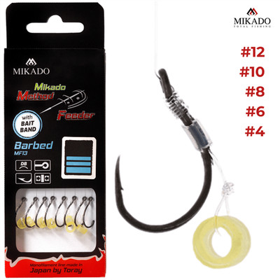 Mikado Method Feeder Rig MF13 monofil Bait Band 10cm 8er Pack Vorfach Karpfen