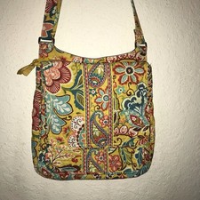 Vera Bradley Floral Paisley Crossbody Bag Yellow Shoulder Purse Adjustable