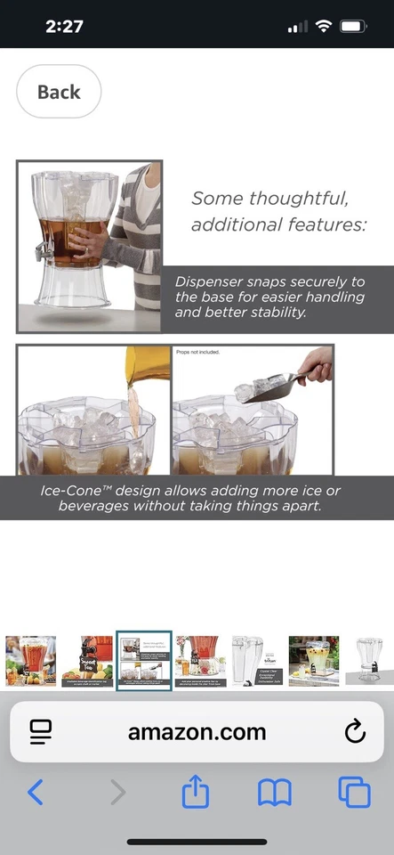 Nuevo dispensador de bebidas Buddeez Serve-Top de 3,5 galones con inserto de cono de hielo Foto 4 de 4