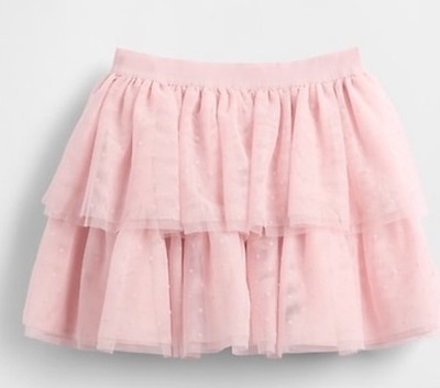 NWT Gap Girls Tulle  Tiered Skirt Pink Polka Dots  XL 12 $49.95