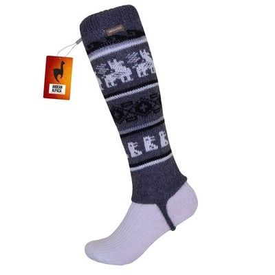 HANDMADE ANDEAN ALPACA GRAY LEG WARMER
