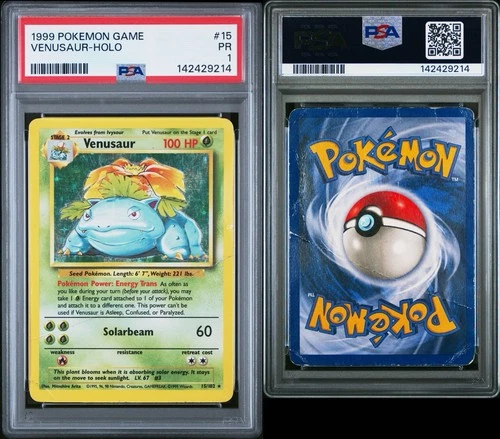 PSA 1 PR 1999 Base Set Venusaur 15/102 Holo Foil Pokemon WOTC Unlimited