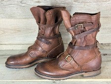 Vintage Shoes Company Boots Jennifer Tanker Brown Leather Women's Ankle Size 7