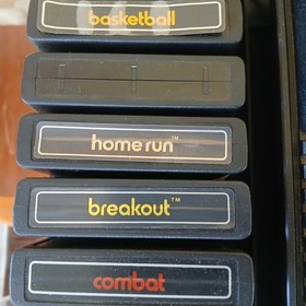 ATARI 2600 WOODGRAIN 6S CONSOLE W/CONTROLLERS,GAMES,ORGANIZER UNTESTED PARTS 