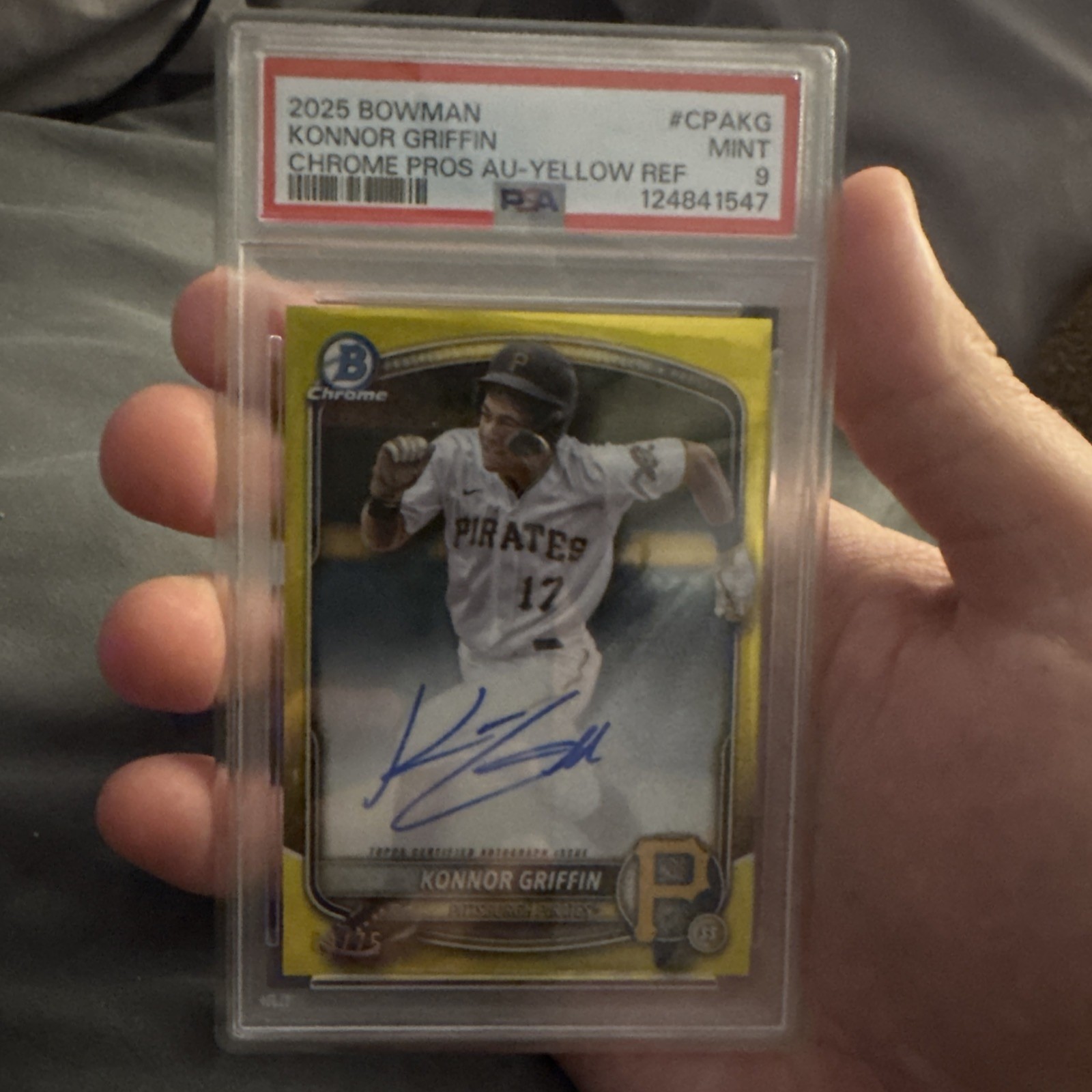 2025 Bowman Konnor Griffin Chrome Prospect Yellow Refractor Auto /75 #CPA-KG