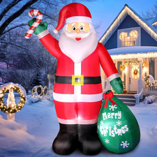 8FT Christmas Inflatable Santa with Candy  Gift Bag with LED Lights for Yard De