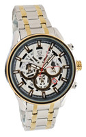 Pierrini Herren Armband Uhr Chronograph Stoppuhr Datum Bicolor 44Mm Quarzuhr Neu