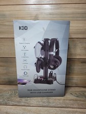 RGB Headphone Stand with USB 3 AC Outlets 2 USB Ports RGB Lighting