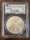 2007-W American Silver Eagle PCGS MS 69 Burnished US Mint $1