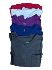 John Blair Men's 4XL V-Neck Pocket Cotton T-Shirts Red White Purple Blue Gray