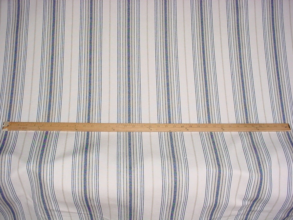 1-1/2Y Lee Jofa 2018147 Cassis Marina Blue White Linen Stripe Upholstery Fabric - Image 2 of 3