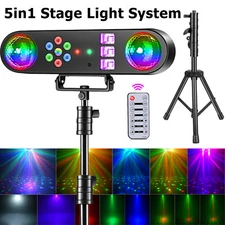 Movable DJ Effect Light with Wireless Remote Laser Strobe UV LED for Home Party