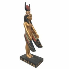 Isis Egyptian Mother Goddess Protection Pose Golden Statue Sculpture 9.25H