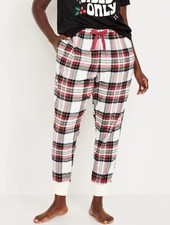 Old Navy Women  s Size XXL  White Plaid Tartan Flannel Jogger Pajama Pants NWT