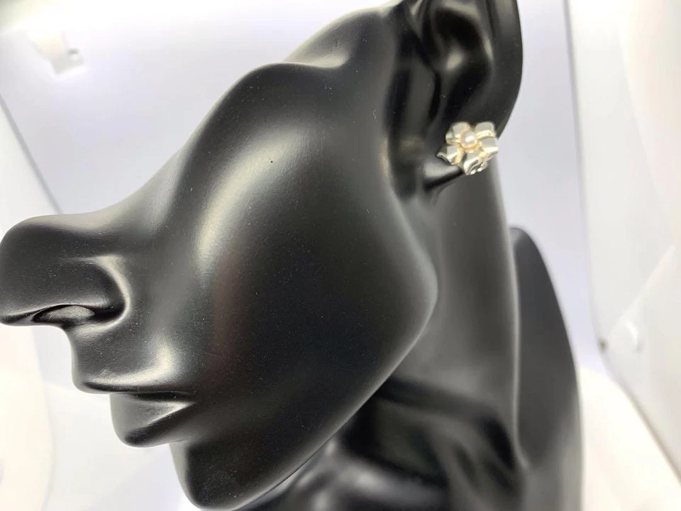 Серьги-цветки с жемчугом TIFFANY & Co. серебро 925 с чехлом - Изображение 3 из 4