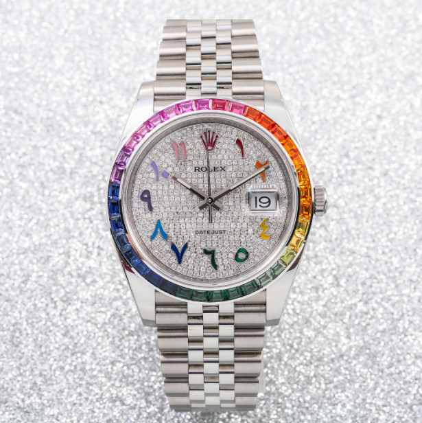 Rolex Datejust 41mm Stainless Steel Jubilee Rainbow Bezel - 126300 image 4