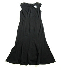 NWT Ann Taylor Ponte Shoulder Zip Midi in Black Seamed Fit & Flare Dress 4