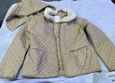 Copper Key Girls Gold/Tan Faux Fur Detachable Hood Dressy Coat 6/6X