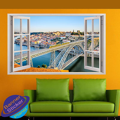 PORTO POTUGAL EISENBAHN ZUG 3D FENSTER WANDAUFKLEBER ZIMMER DEKO AUFKLEBER WANDBILD